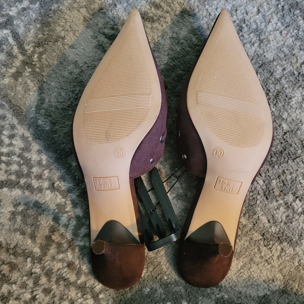 NWT Time and Tru Women's Studded Kitten Heel Mules In Brown Size 10 - Picture 10 of 12